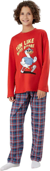 Изображение товара Пижама детская Mark Formelle 563334 (р.104-56-51, ярко-красный/красно-синяя клетка)