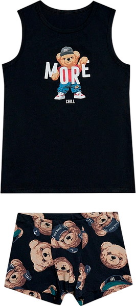 Изображение товара Комплект бельевой детский Mark Formelle 443002 (р.122-60-54, черный/мишки на неви)