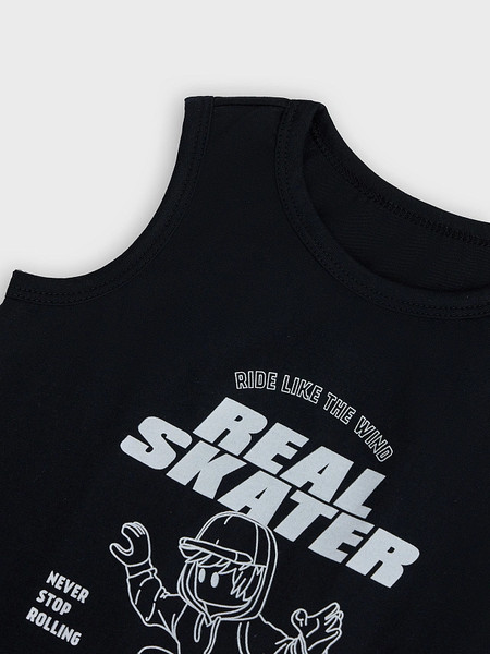 Изображение товара Комплект бельевой детский Mark Formelle 443002 (р.110-56-51, черный/черно-белая клетка)