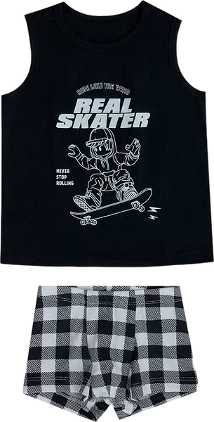 Изображение товара Комплект бельевой детский Mark Formelle 443002 (р.122-60-54, черный/черно-белая клетка)