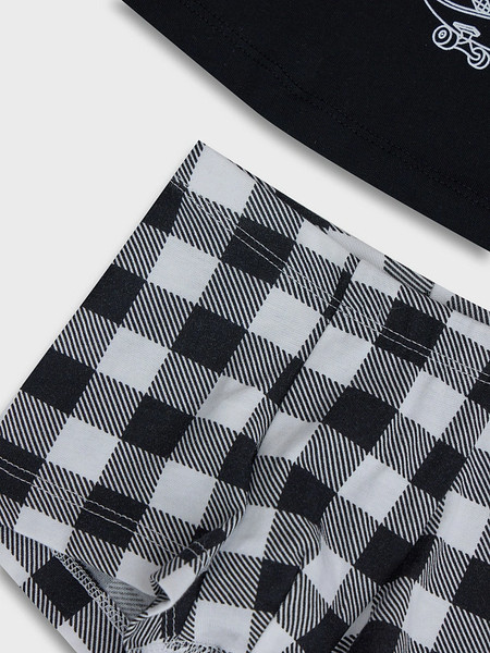 Изображение товара Комплект бельевой детский Mark Formelle 443002 (р.122-60-54, черный/черно-белая клетка)