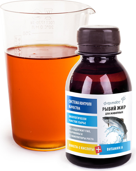 Изображение товара Кормовая добавка для животных Фармакс Ф Жир из рыбы и морских млекопитающих (100мл)