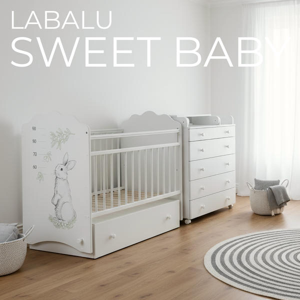 Изображение товара Детская кроватка Labalu Sweet Baby с комодом (Lemure, c матрасом Mio Tesoro Magic 60x120)