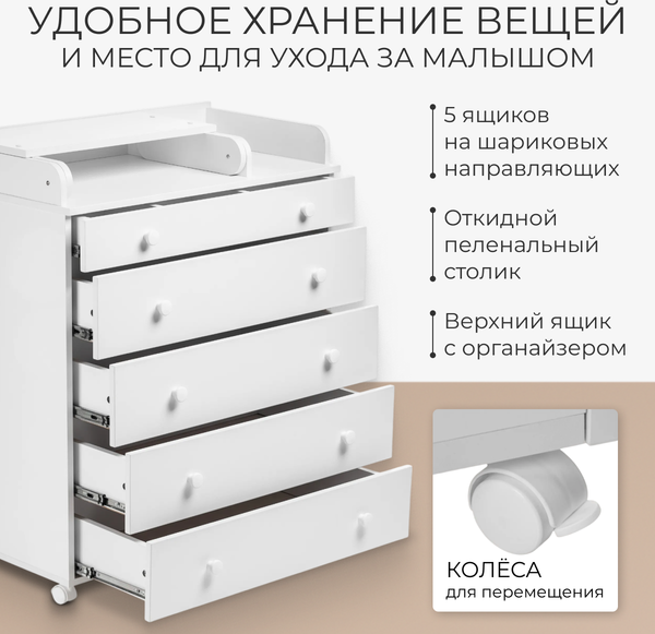 Изображение товара Детская кроватка Labalu Sweet Baby с комодом (Lemure, c матрасом Mio Tesoro Magic 60x120)