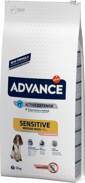 Изображение товара Сухой корм для собак Advance Adult Sensitive с лососем и рисом (12кг)