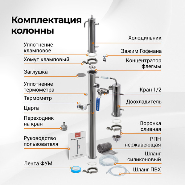 Изображение товара Колонна для дистиллятора Wein Родник 4 1.5 дюйма