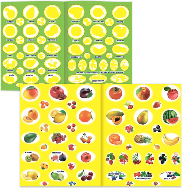Изображение товара Развивающая книга Леда Книжка с картинками. Фрукты и ягоды. 51 наклейка, мягкая обложка