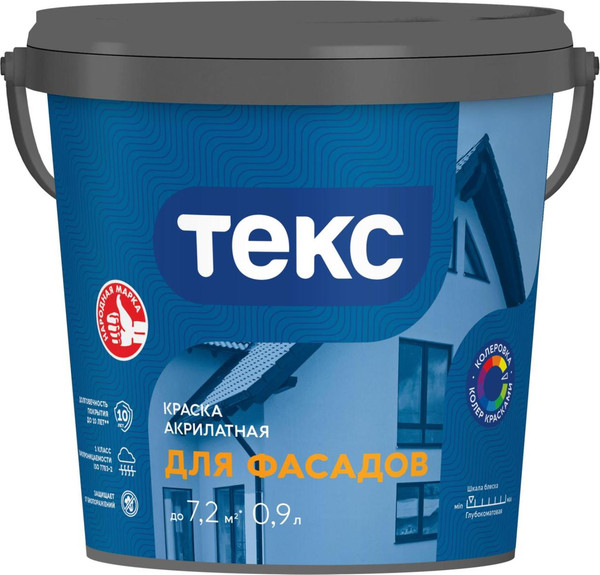 Изображение товара Краска Текс Акрилатная Для фасадов A (900мл)