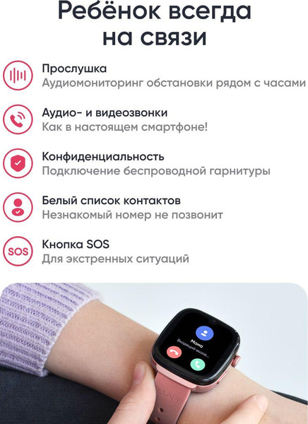 Изображение товара Умные часы детские Elari KidGram 4G Watch / KP-4G-K-PINK (розовый)
