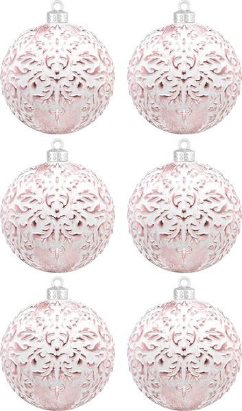 Изображение товара Набор шаров новогодних Elan Gallery Белый с розовым / 970160 (6шт)