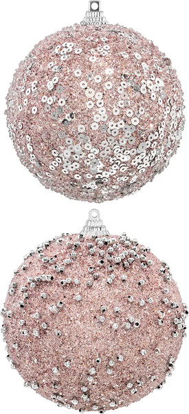 Изображение товара Набор шаров новогодних Elan Gallery Розовый с серебром / 970161 (6шт)