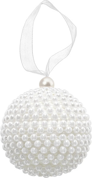 Изображение товара Набор шаров новогодних Elan Gallery Белый с жемчужинками / 970170 (6шт)