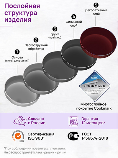 Изображение товара Блинная сковорода Elan Gallery Гармония Вкуса / 121189 (гранат)