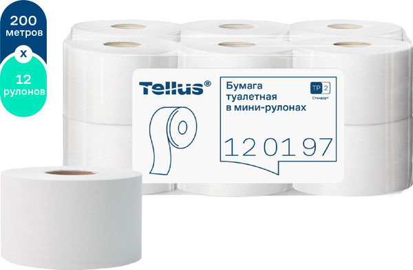 Изображение товара Туалетная бумага Tellus В мини-рулонах 1 слой / 120197