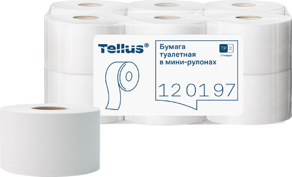 Изображение товара Туалетная бумага Tellus В мини-рулонах 1 слой / 120197