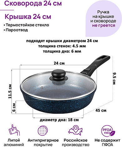 Изображение товара Сковорода Elan Gallery Гармония Вкуса / 121176 (сапфир)