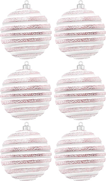 Изображение товара Набор шаров новогодних Elan Gallery Белый с розовым / 970159 (6шт)