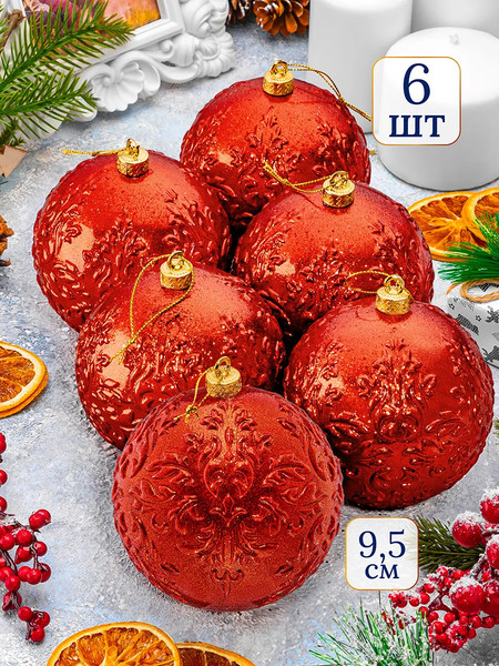 Изображение товара Набор шаров новогодних Elan Gallery Красный / 970151 (6шт)