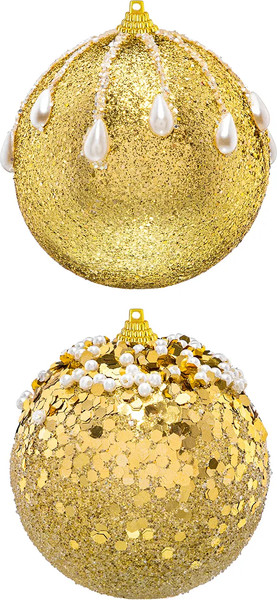 Изображение товара Набор шаров новогодних Elan Gallery Золото с белым / 970148 (6шт)
