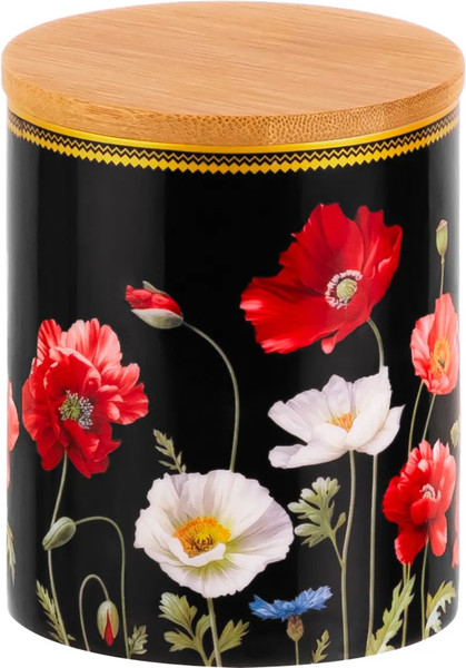 Изображение товара Емкость для хранения Elan Gallery Маки на черном / 420661_2 (New Bone China)