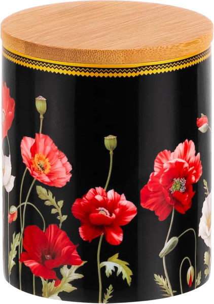 Изображение товара Емкость для хранения Elan Gallery Маки на черном / 420661_2 (New Bone China)