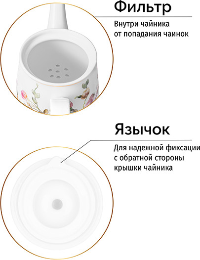 Изображение товара Заварочный чайник Elan Gallery Певчие птички / 730821 (New Bone China)