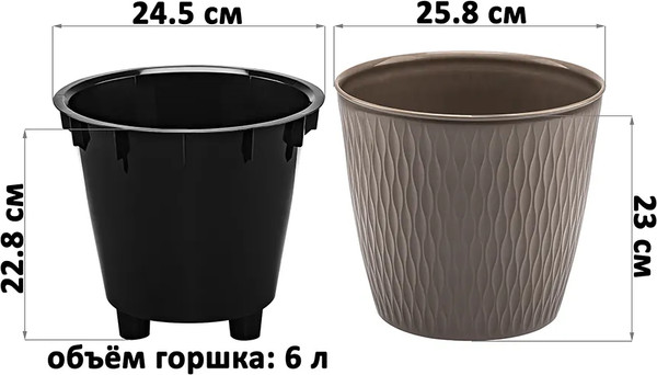 Изображение товара Кашпо El Casa Керама / 640592 (серо/коричневый)