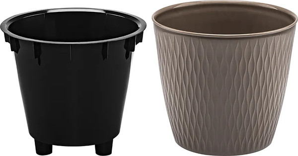Изображение товара Кашпо El Casa Керама / 640592 (серо/коричневый)