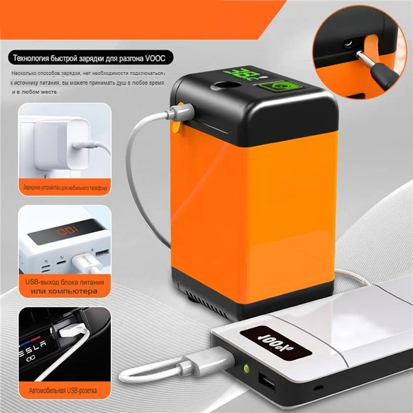 Изображение товара Походный душ Sundays 7800mAh / 6337001036A  (со складным ведром Среднее / TBD0603930501A 10л,темно-синий)