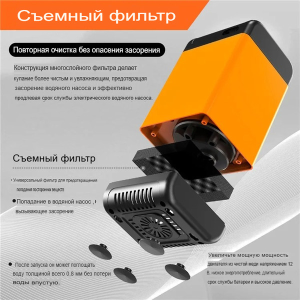 Изображение товара Походный душ Sundays 7800mAh / 6337001036A  (со складным ведром Среднее / TBD0603930501A 10л,темно-синий)
