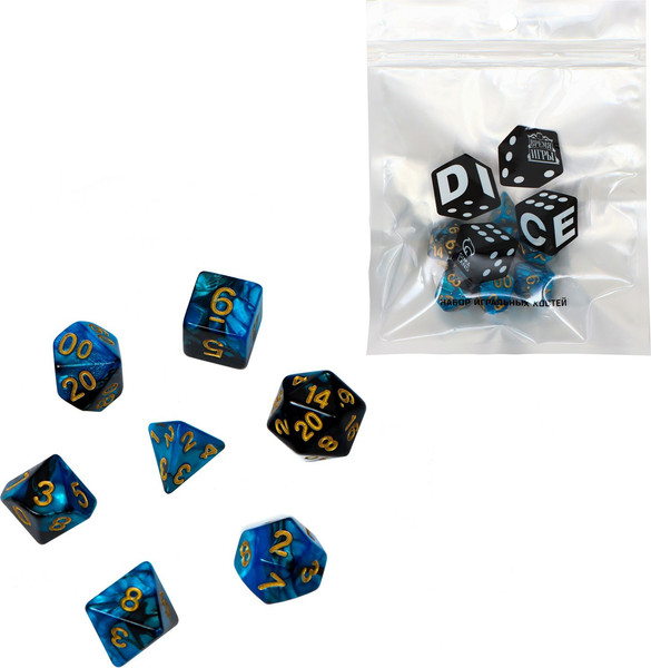 Изображение товара Набор кубиков для настольной игры Время игры Дайсы для ДнД Сапфир / 9891845 (7шт)