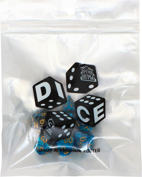 Изображение товара Набор кубиков для настольной игры Время игры Дайсы для ДнД Сапфир / 9891845 (7шт)