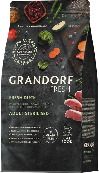 Изображение товара Сухой корм для кошек Grandorf Adult Sterilised Fresh Duck&Sweet Potato (400г)