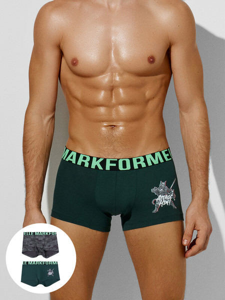 Изображение товара Комплект мужских трусов Mark Formelle 411215-2 (р.86-96, темно-зеленый/разводы на обсидиане)