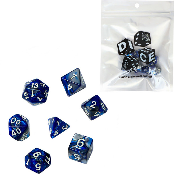 Изображение товара Набор кубиков для настольной игры Время игры Дайсы для ДнД Лазурит / 9891843 (7шт)