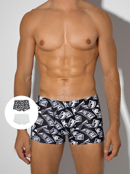 Изображение товара Комплект мужских трусов Mark Formelle 411229-2 (р.98-108, деньги на черном/жемчужно-голубой)