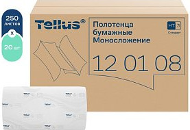 Изображение товара Бумажные полотенца Tellus Сложения ZZ стандарт 1 слой / 120108