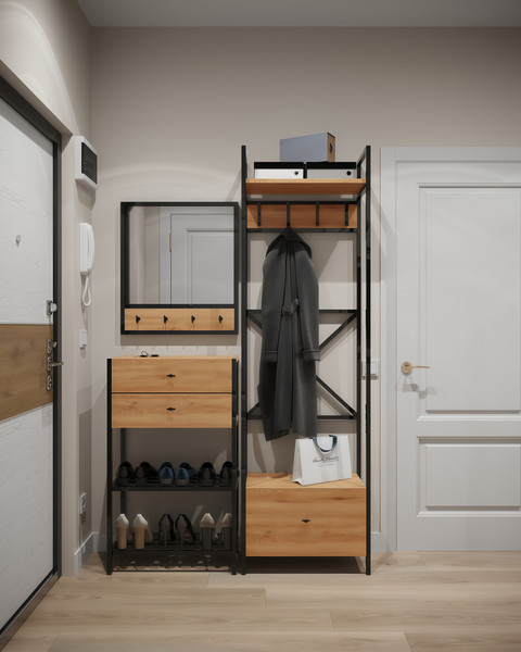 Изображение товара Секция в прихожую Древпром ДП4-03 (дуб горный/черный матовый)