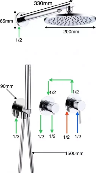 Изображение товара Душевая система со смесителем Grocenberg  GB5090CR