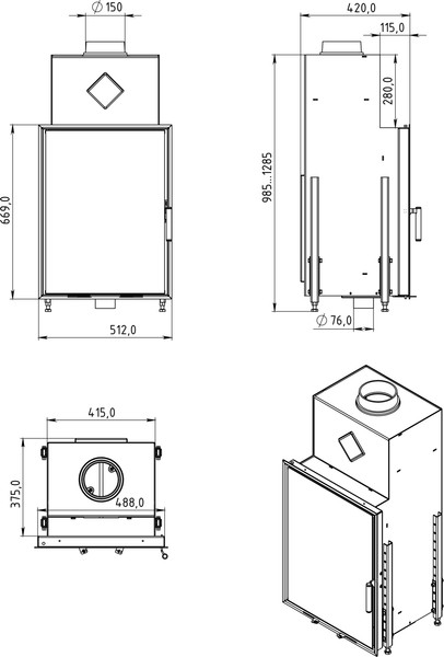 Изображение товара Каминная топка Мета-бел ТКТ 9.0-01 (в модификации Тахо)