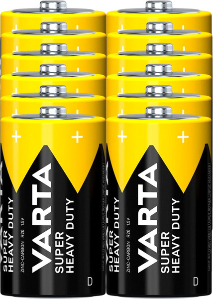 Изображение товара Комплект батареек Varta Superlife Heavy Duty D/R20 SP2 / 2020101302 (12шт)
