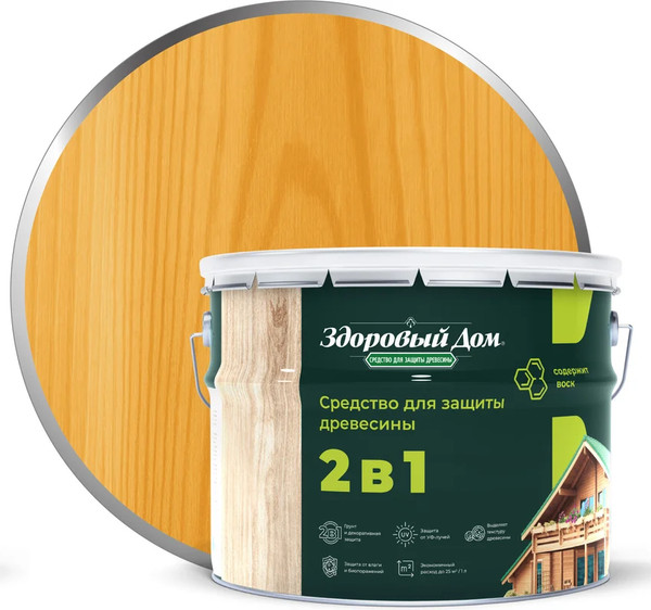 Изображение товара Защитно-декоративный состав Здоровый дом 2в1 Орегон (9л)