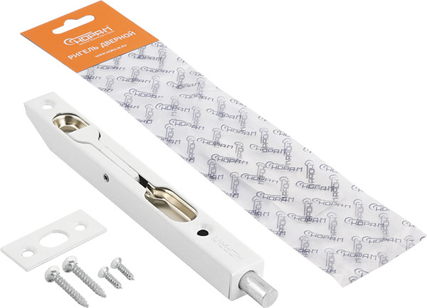 Изображение товара Шпингалет торцевой Нора-М Ригель 5 1/2" (белый, хедер)