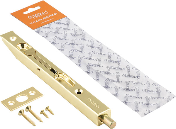 Изображение товара Шпингалет торцевой Нора-М Ригель 6 1/2" (золотистый, хедер)