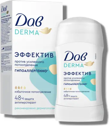 Изображение товара Антиперспирант-стик Dove Derma Эффектив Гипоаллергенный (40мл)