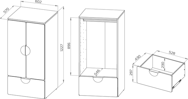 Изображение товара Шкаф Mebelain Пикси 120 Полка и выдвижной ящик (робкий подснежник)