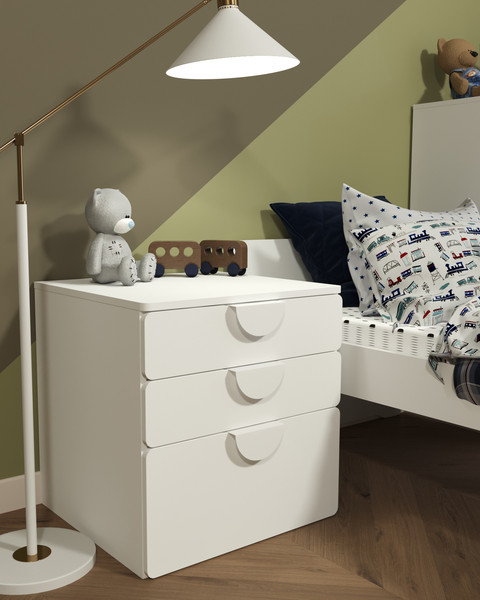 Изображение товара Комод Mebelain Пикси 3 ящика (робкий подснежник)