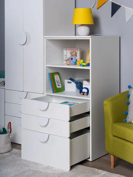 Изображение товара Стеллаж Mebelain Пикси Три выдвижных ящика (белый)