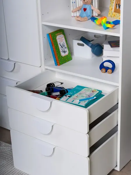 Изображение товара Стеллаж Mebelain Пикси Три выдвижных ящика (белый)