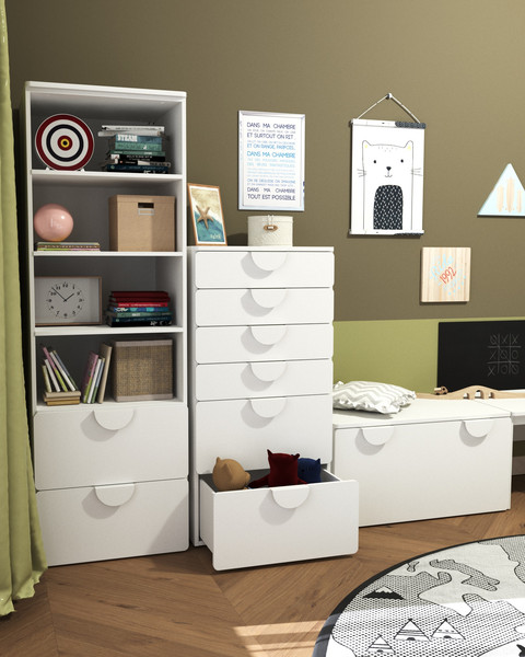 Изображение товара Стеллаж Mebelain Пикси Два выдвижных ящика (робкий подснежник)